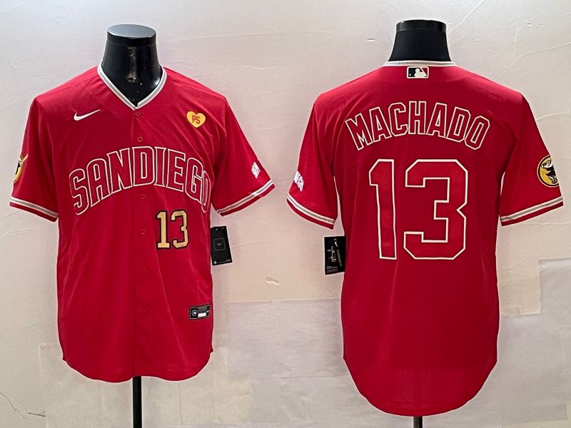 Men San Diego Padres #13 Machado Red Jointly Name Game Nike 2025 MLB Jersey style 5->san diego padres->MLB Jersey